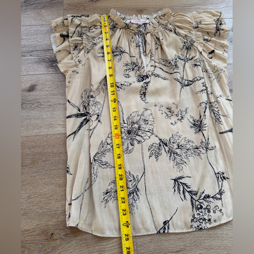 Philosophy Floral Print Ruffle Sleeve flowy Beige Top - Picture 5 of 5
